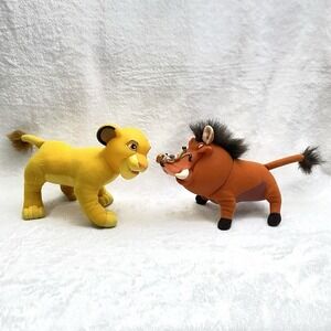 Set Of 2 Disney's‎ The Lion King Simba Pumbaa Timon Vinyl Face Plush Applause 8"